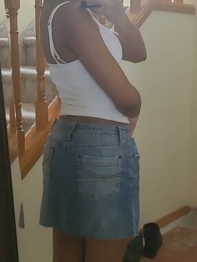 Medium Wash Denim Mini Skirt